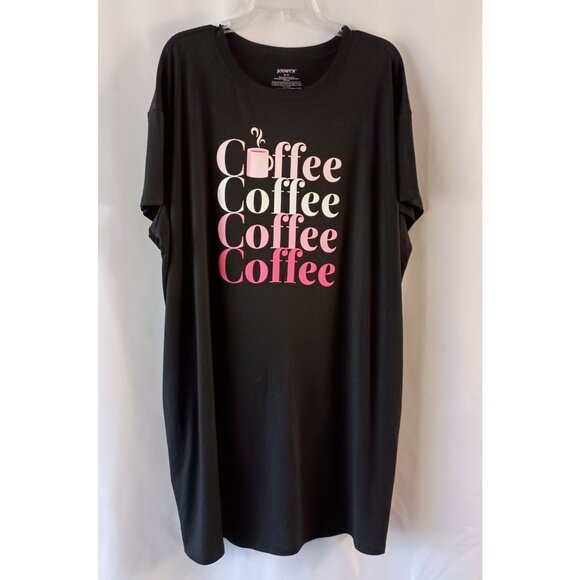 Joyspun Plus Size Sleepshirt 2X-3X Black Coffee Graphic Soft Comfy Sleepwear - Picture 1 of 6